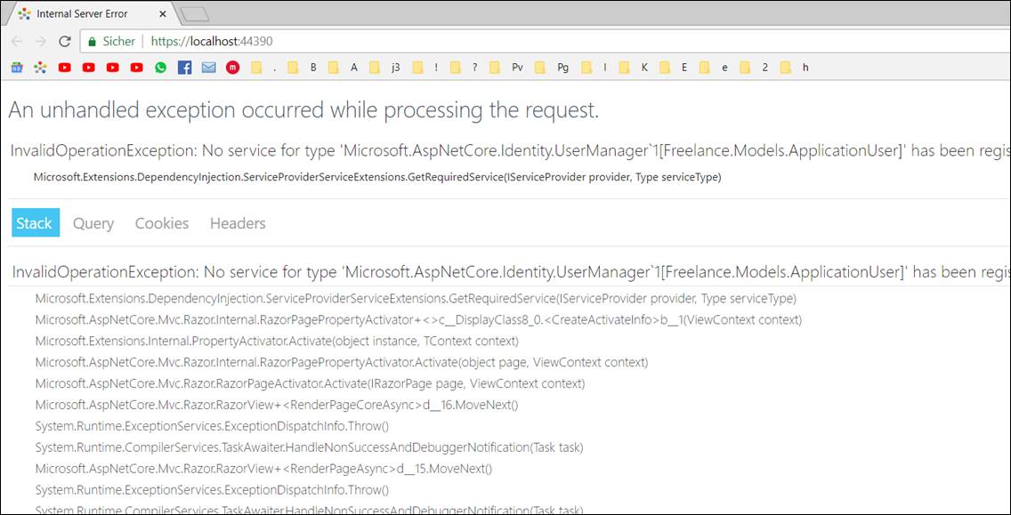 Asp Net Core Invalidoperationexception No Service For Type Microsoft