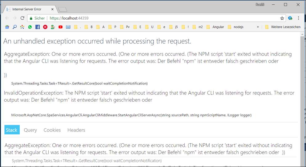 Start script. Ошибка an unhandled exception occurred while processing the request. The npm script 'start' exited without indicating that the Angular cli was Listening for requests. Npm start расшифровка. An Internal exception occurred ошибка.